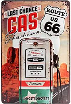 Blechschild 20X30 Route 66 Gas Station