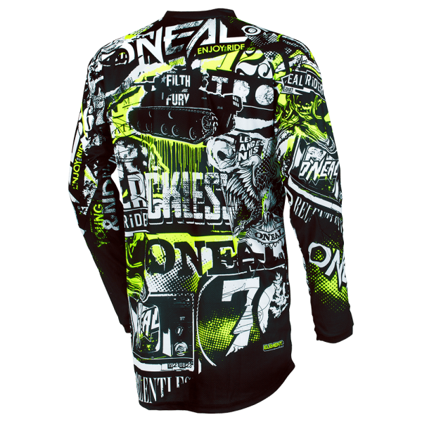 O`NEAL ELEMENT KINDER JERSEY ATTACK BLACK/NEON YELLOW