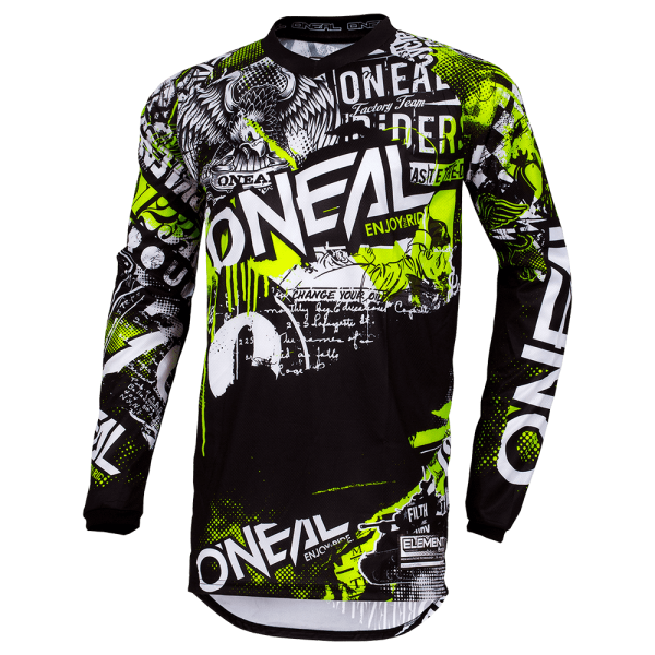 O`NEAL ELEMENT KINDER JERSEY ATTACK BLACK/NEON YELLOW