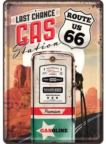 Blechpostkarte Route 66 Gas Station